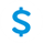 Blue dollar sign in a white circle