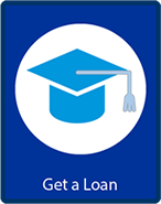 A graduate cap icon for Get a Loan option